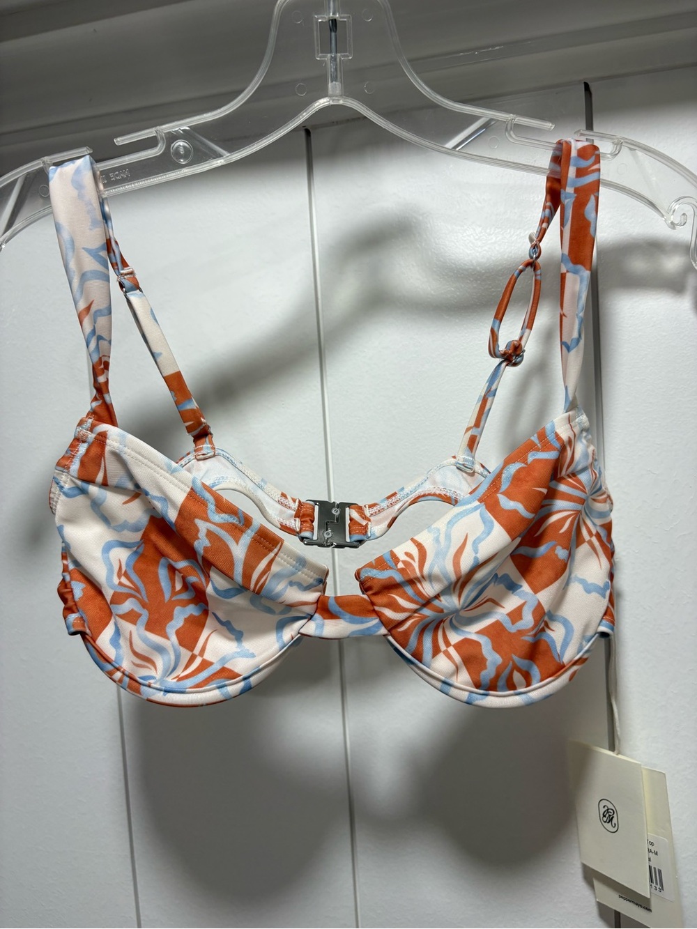 Peppermayo Women's Airlie Balconette Bikini Size Medium Orange Blue Floral New